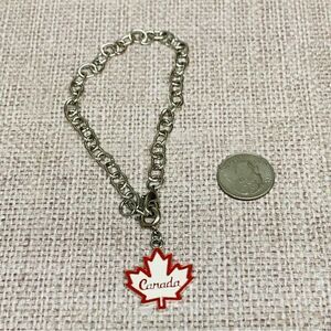 Silver Red White‎ Enamel Canada Charm Bracelet